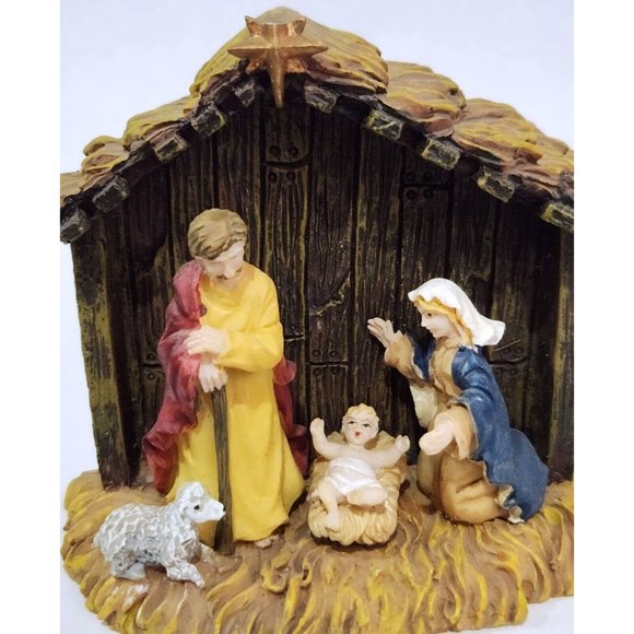 Santas Workbench NATIVITY CRECH HOLY FAMILY Christmas Village accessory DAMAGED - Picture 3 of 8